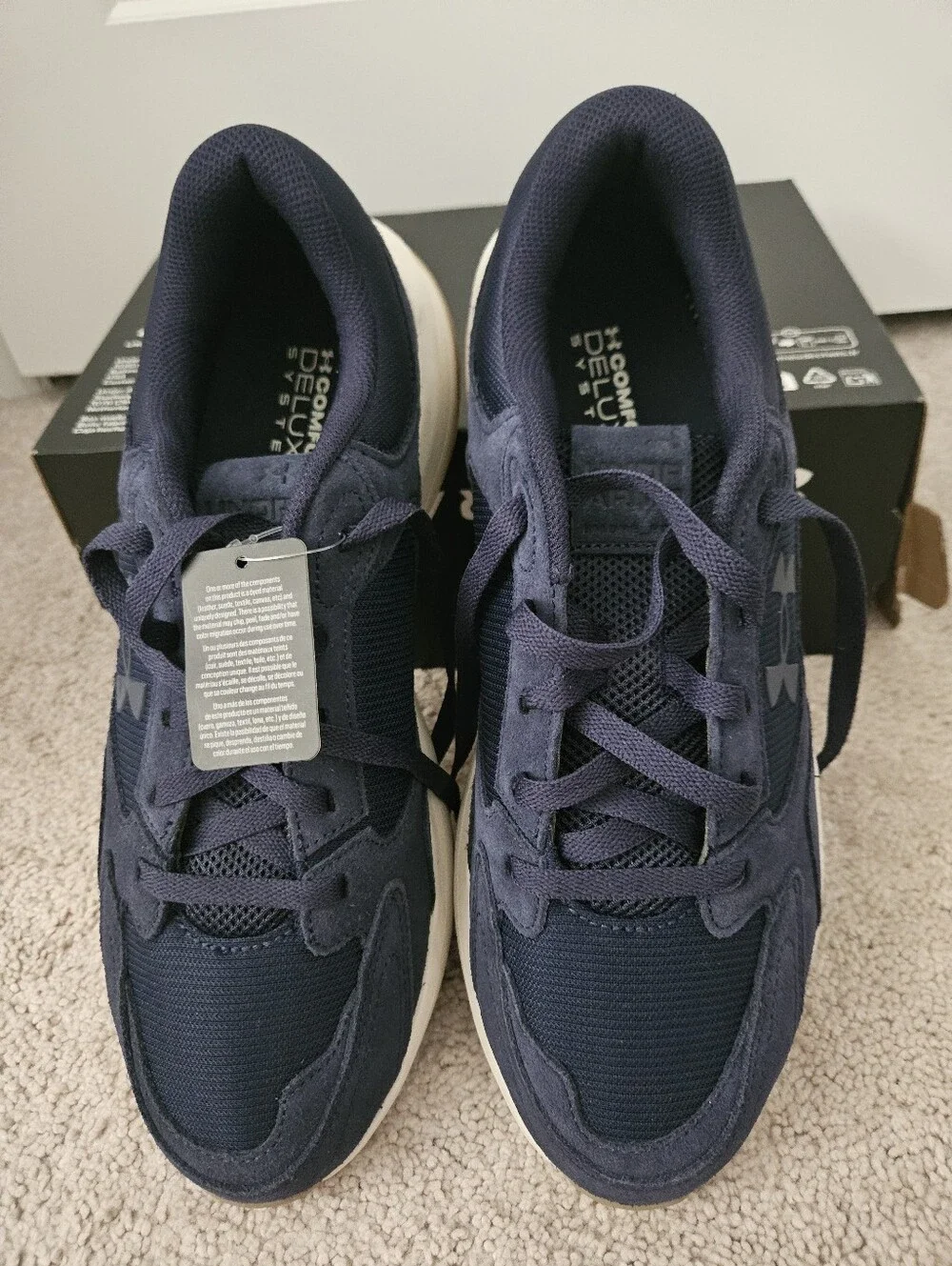 NWT Under Armour UA Edge Suede Mens 12 Navy Blue Charged Sneakers
